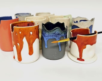 Imperfect Ceramic Paintbrush Holder: Various colour Artist Pot