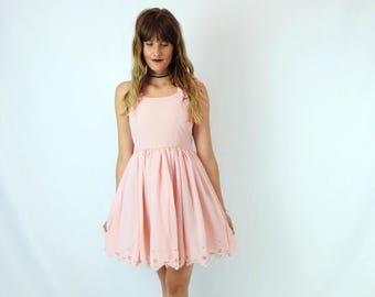 Perfect Pink Party Dress! Women's Vintage Pink Jennie's 60's Fit and Flare Mini Dress Size XXS