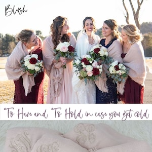 Blush Bridesmaid shawl, winter bridal shawl, bridesmaid proposal, bachelorette party favor, winter wedding wrap, blanket shawl, personalized