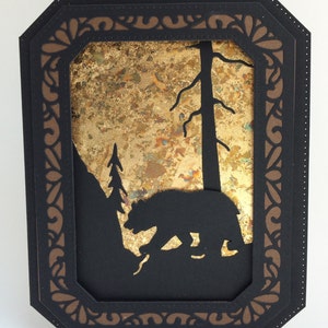 3D Handmade Silhouette Bear Card, Unique Father's Day Card, Hand Made Masculine Card, Unique Man's Card, Hand Made Card, Personalized Card