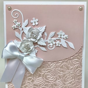 Carte d'anniversaire 3D rose rose, carte faite main, carte de mariage fantaisie, carte de mariage unique, carte faite main, carte personnalisée, carte d'anniversaire fantaisie