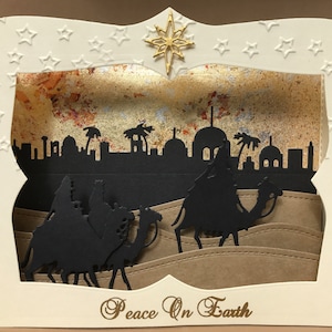 Unique 3D Handmade Christmas Card, Hand Made Wise Men Christmas Card, 3D Hand Made Luxury Christmas Card,  Unique Religious Christmas Card