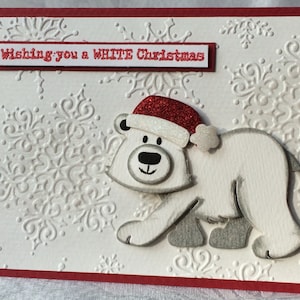Nous vous souhaitons un ours polaire de Noël BLANC, carte de Noël unique, carte de vœux 3D faite main, carte de vœux faite main, carte 3D unique, carte amusante