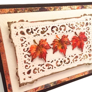 Feuilles d'automne pour toutes les occasions, Carte unique pour toutes les occasions, Carte fantaisie faite main, Carte faite main, Carte faite main, Carte fantaisie d'action de grâces, Carte 3D