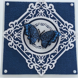 Carte papillon bleu 3D, carte toutes occasions, carte faite main, carte d'anniversaire faite main, carte de sympathie, carte personnalisée, carte unique, carte de luxe