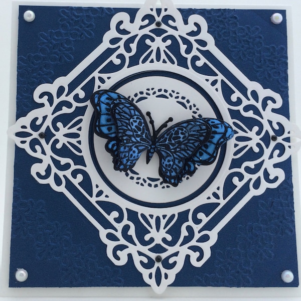 3D Blue Butterfly Card, All Occasion Card, Handmade Card, Hand Made Birthday Card, Sympathy Card, Personalized Card,Unique Card, Luxury Card