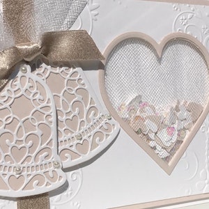 Carte shaker cloche de mariage 3D, carte d'anniversaire shaker fantaisie, carte de mariage unique, carte faite main, carte personnalisée, carte d'anniversaire fantaisie