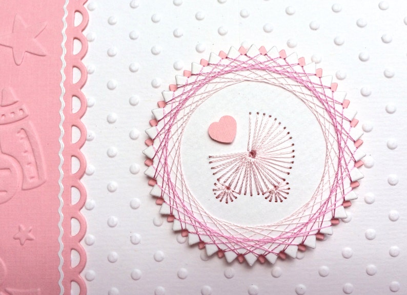 Handmade Baby Unique Baby Card Adorable Embroidered Baby Card Hand Made Baby Card New Baby Girl Handmade Baby Card Baby Invitation