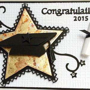 Carte de graduation étoile 3D, carte faite main, carte de félicitations pour diplômé, carte de remise de diplôme de luxe, carte de remise de diplôme unique, carte faite main