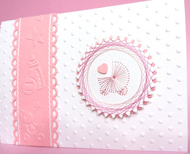 Handmade Baby Unique Baby Card Adorable Embroidered Baby Card Hand Made Baby Card New Baby Girl Handmade Baby Card Baby Invitation