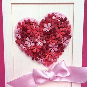 Carte 3D coeur fleuri, carte faite main, carte d'anniversaire, carte de fête des mères, carte unique, carte de mariage, carte de fiançailles, carte faite main
