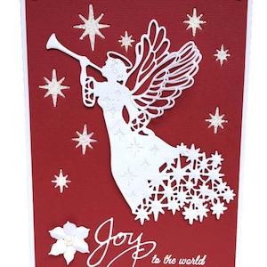 Carte de Noël 3D unique avec ange, Carte de Noël faite main, Ange de Noël, Carte de vœux 3D, Carte de Noël religieuse, Carte de luxe, Carte de fantaisie