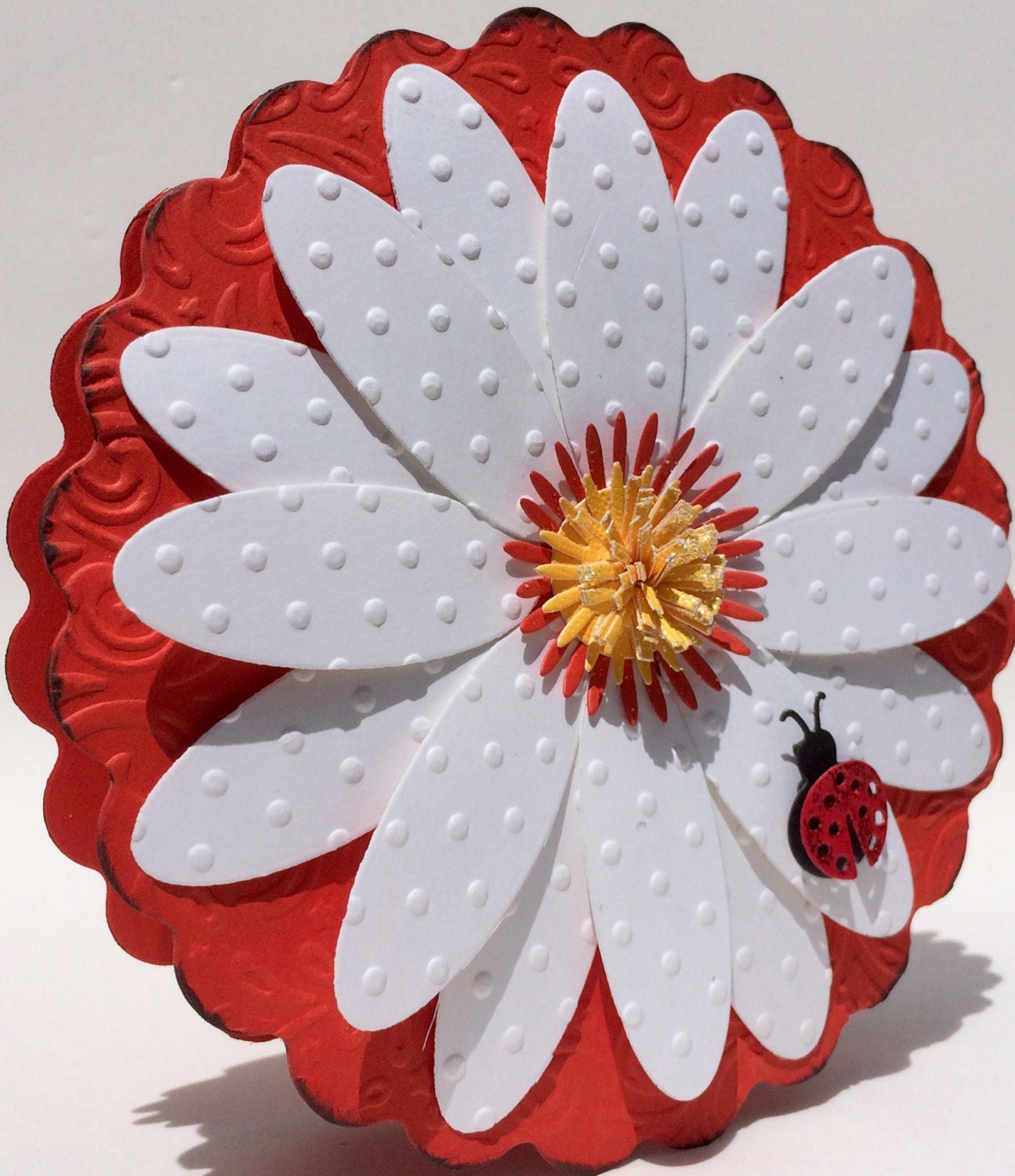 3D Large Daisy and Lady Bug Card All Occasion Card Birthday Etsy Canada