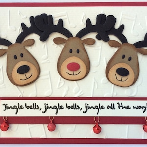 Jingle Bells Jingle Bells, Unique Christmas Card, Handmade Christmas Card, 3D Holiday Card, Christmas Card, Funny Christmas Card