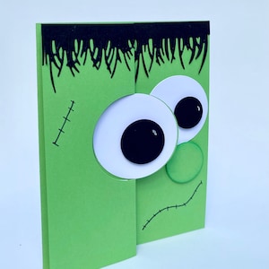 Carte 3D d'Halloween Frankenstein, carte Frankenstein faite main, carte d'Halloween faite main, anniversaire, carte d'Halloween unique, carte Frankenstein