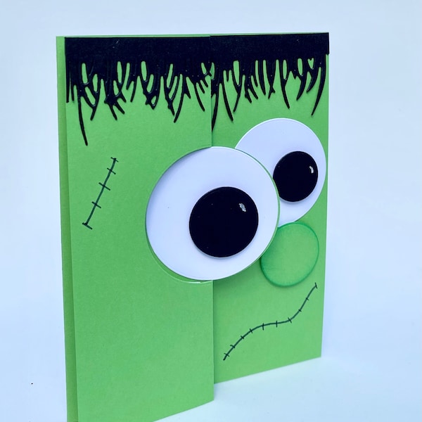 3D Frankenstein Halloween Card,  Handmade Frankenstein Card, Hand Made Halloween Card, Birthday, Unique Halloween Card,Frankenstein Card