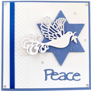 Happy Passover 3D Handmade Card, Jewish Holiday Hand Made Card, Star of David Fancy Card,Peace Dove Luxury Card,Happy Hannukah Handmade Card