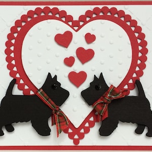 Scottie Dogs Love or Valentine Day Card, Unique Valentine Card, Handmade 3D Valentine Card, Handmade Love Card, Unique 3-D Card, Love Card