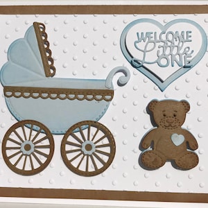 Nouvelle carte 3D de bébé garçon, carte unique faite main de bébé, carte faite main de chariot de bébé, carte de bébé de luxe, carte personnalisée de bébé, nouvelle carte de landau de bébé