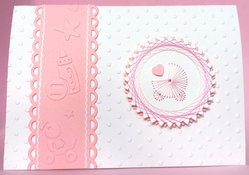 Handmade Baby Unique Baby Card Adorable Embroidered Baby Card Hand Made Baby Card New Baby Girl Handmade Baby Card Baby Invitation