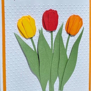 Tulipes 3D pour toutes les occasions, carte faite main, carte personnalisée, carte d'anniversaire unique, carte faite main pour la fête des mères, carte de luxe, carte fantaisie