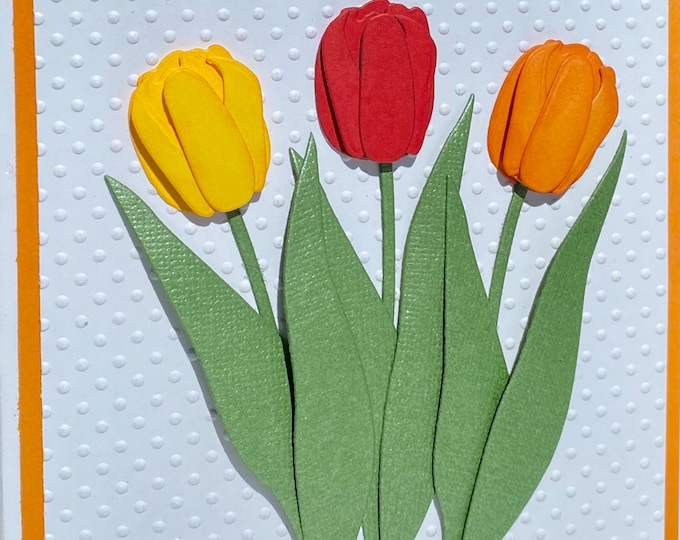 3D Tulips All Occasion Card, Handmade Card, Personalized Card, Unique Birthday Card, Hand Made Mother's Day Card, Luxury Card, Fancy Card