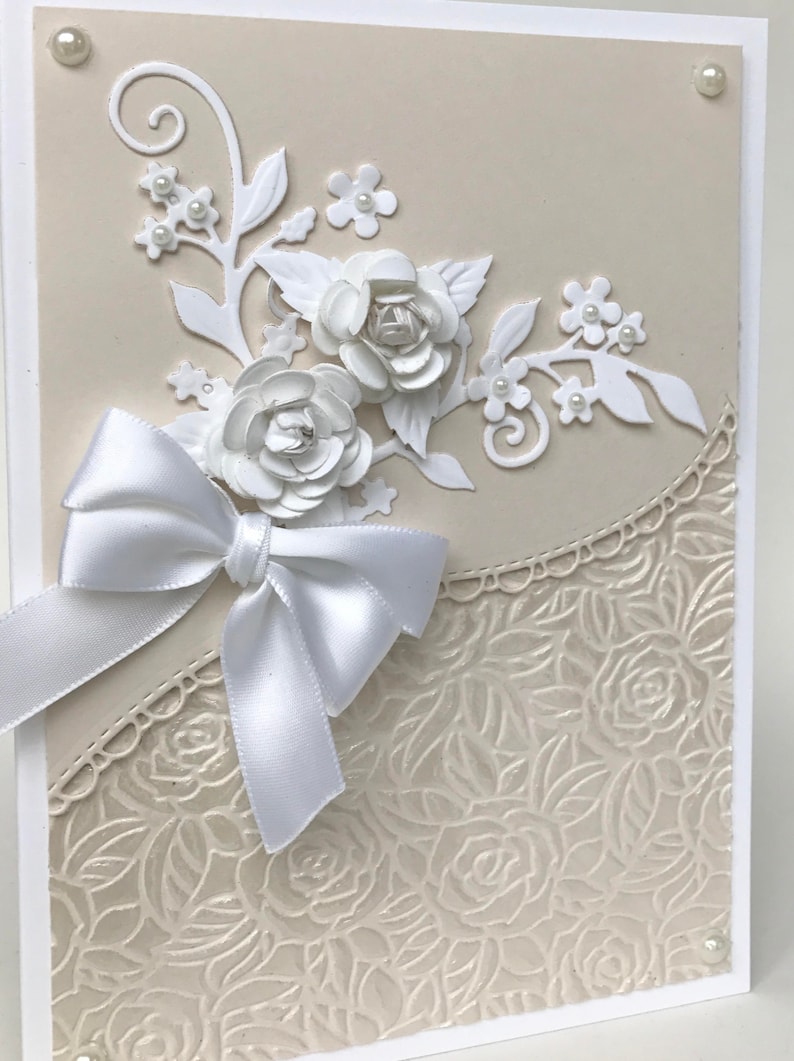 3D Rose Wedding Card: Handmade Embossed Floral Wedding, Anniversary,all ...