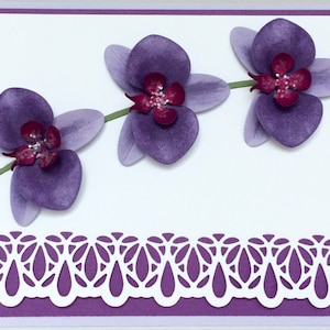Carte orchidée 3D pour toutes les occasions, Carte d'anniversaire faite main, Carte personnalisée, Carte unique, Carte de fête des mères fabriquée à la main, Merci de luxe, Carte fantaisie