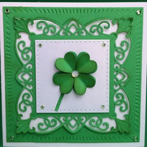 Biglietto 3D Shamrock, biglietto fatto a mano, biglietto 3D, biglietto di San Patrizio, biglietto fatto a mano, biglietto 4 Leaf Clover, buona fortuna, biglietto 3D di San Patrizio