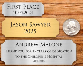 Custom Engraved Name Plate: Brushed Gold or Silver Award Plaque