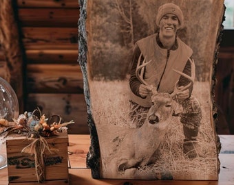 Custom Etched Photo Wood Print: Rustic Hunting Decor Gift