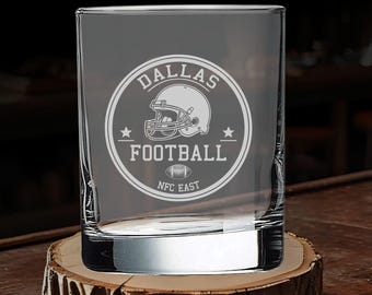 Dallas Cowboys Whiskey Glass: NFL Sports Bar Decor Gift