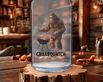 Funny Sasquatch Bigfoot Whiskey Beer Glass Pint Gifts for Him Men Beer Lovers Rustic Cabin Outdoor Decor Unique Quirky Drinkware