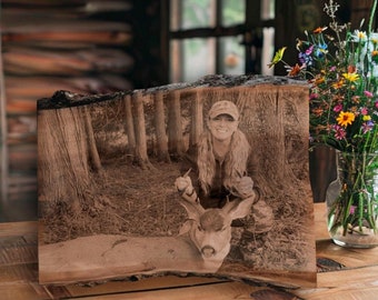 Custom Etched Photo Wood Print: Rustic Hunting Decor Gift