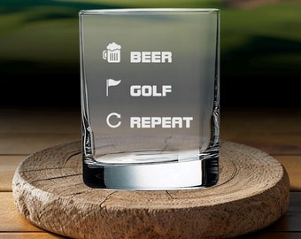 Personalized Golf Whiskey Glass: Engraved Beer Lover Gift Set