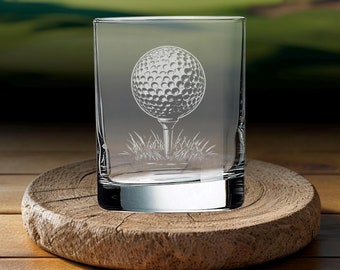 Personalized Golf Ball Whiskey Glass: Laser-Engraved Gift