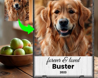 Personalized Pet Memorial Stone: Custom Photo Slate Plaque