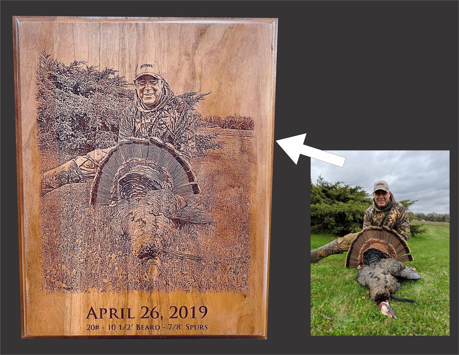 Personalized Laser Engraved Turkey Hunting Photo Onto Plaque Etsy