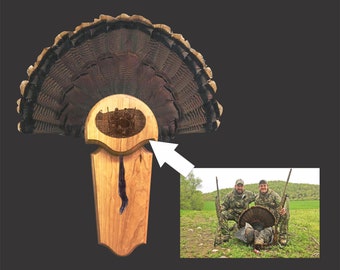 Personalized Laser Engraved Turkey Hunting Photo *Turkey Fan Mount* Hunting Photo