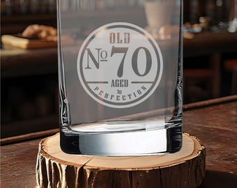 70th Birthday Present Whiskey Glass Bourbon Gift Idea Bundle for Men Retirement Present with Name Liquor Tumbler Old Number 70 Keepsake
