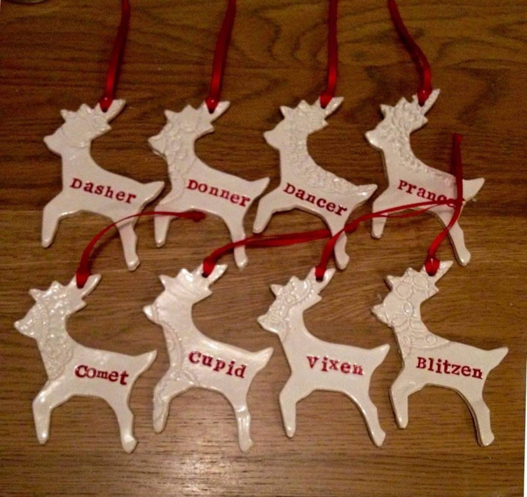 Set of Eight Reindeer With Names Etsy