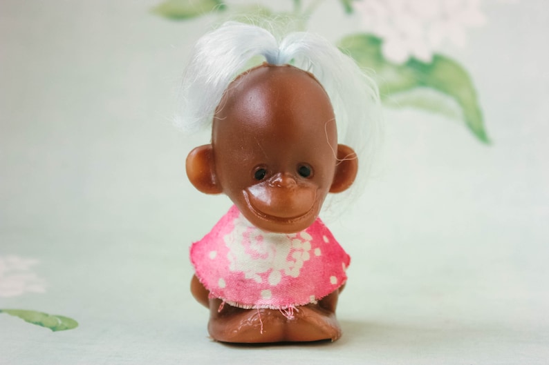 Soviet Monkey Toy Rare 1950/'s USSR Kitsch Animal Nursery Toy Cute Collectable Mid Century Brown Smiling Monkey Lady Grey Hair /& Dress