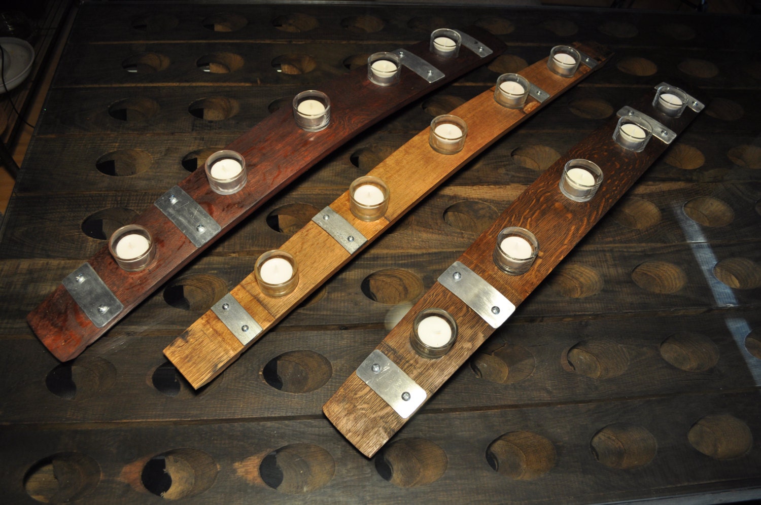 Napa Valley Wine Barrel Stave Candle Holder Full length Etsy