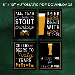 Beer Themed Celebration  - 8"x10" Automated Download PDF Signs