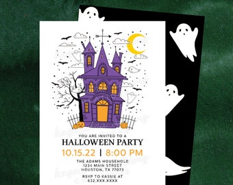 Haunted House Halloween Party Invite - 5"x7" PDF - CUSTOMIZATION NEEDED
