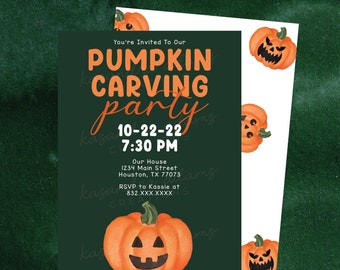 Pumpkin Carving Party Invite - 5"x7" PDF - CUSTOMIZATION NEEDED
