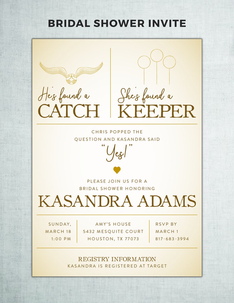 Harry Potter Bridal Shower Invite DIY Printable | Etsy