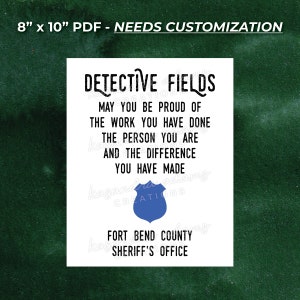 Cop Retirement Sign - 8&quot;x10&quot; PDF - NEEDS CUSTOMIZATION