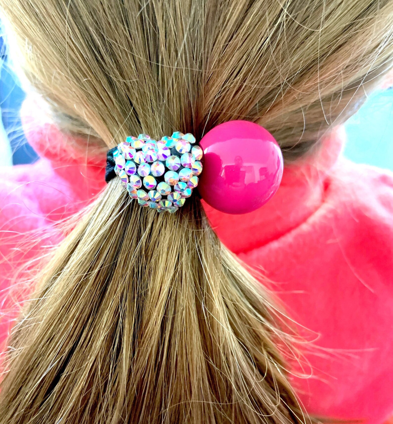 Rhinestone Heart Bobbles. Ball Hair Ties. Kids Hair. Girl Etsy