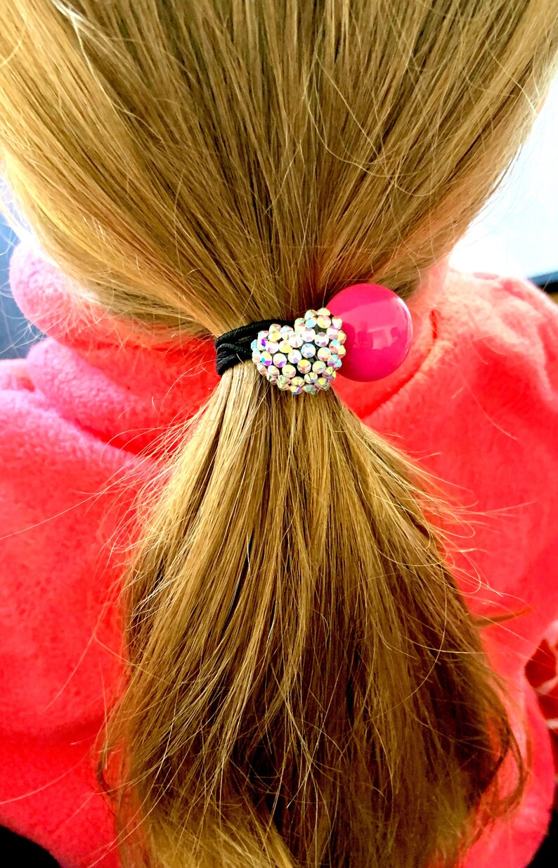 Rhinestone Heart Bobbles. Ball Hair Ties. Kids Hair. Girl Etsy
